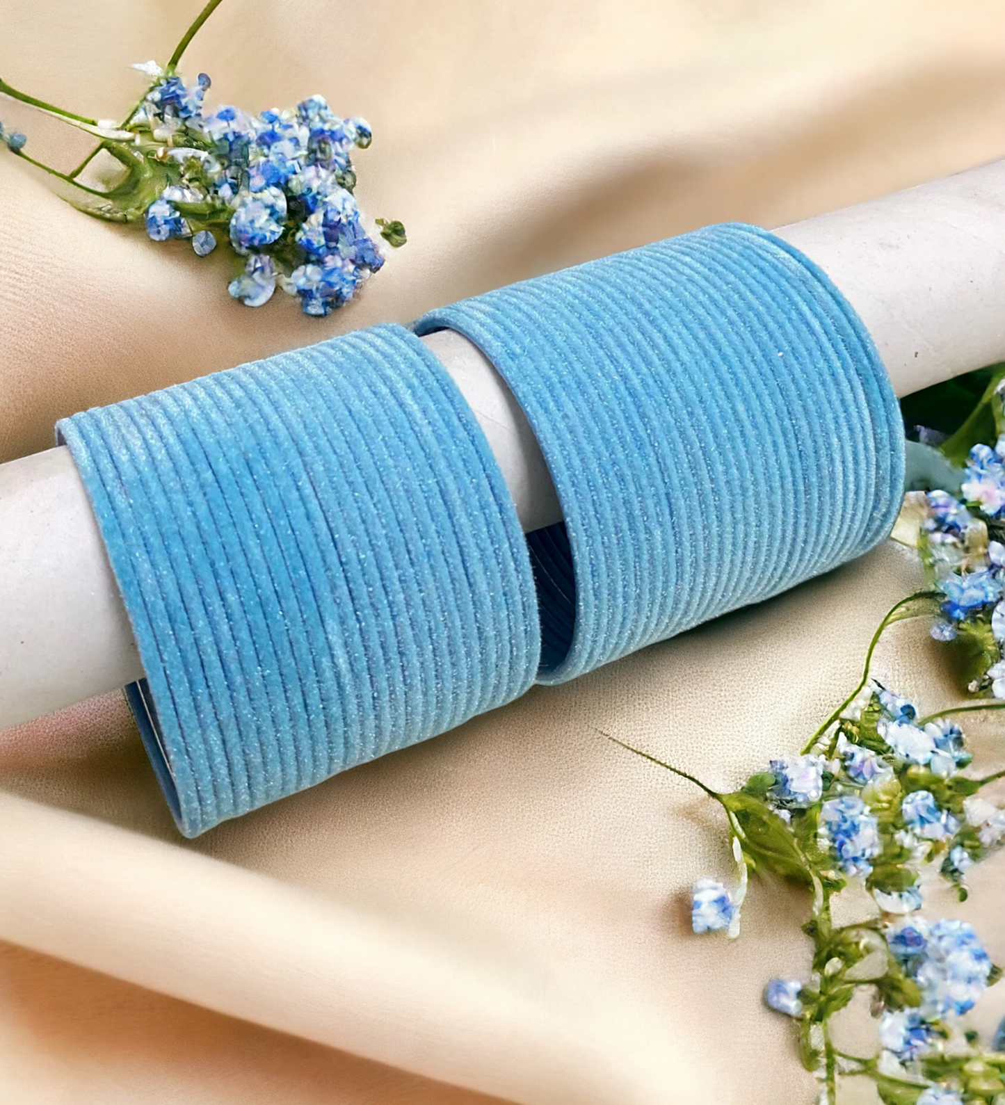 Powder Blue Velvet Bangles