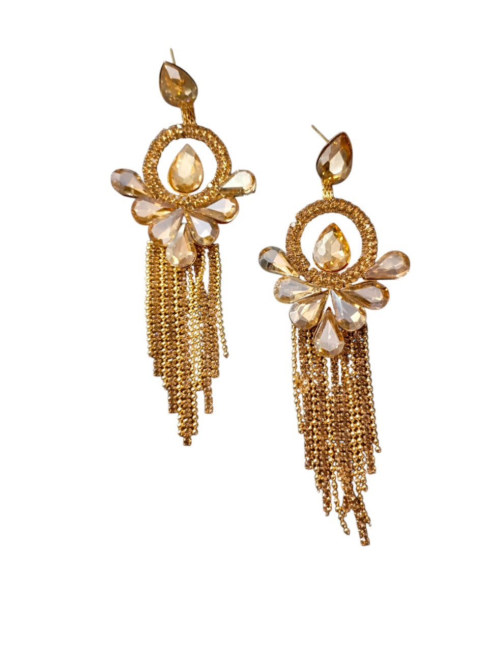 Gold Glam Tassel Dangles Earring