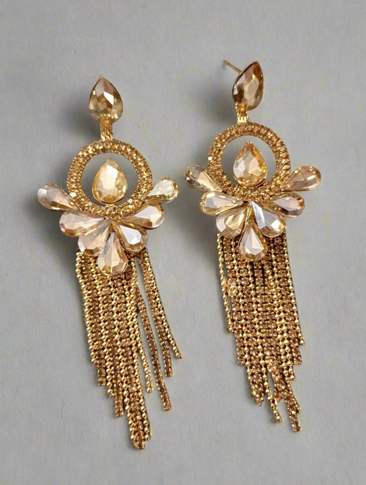 Gold Glam Tassel Dangles Earring