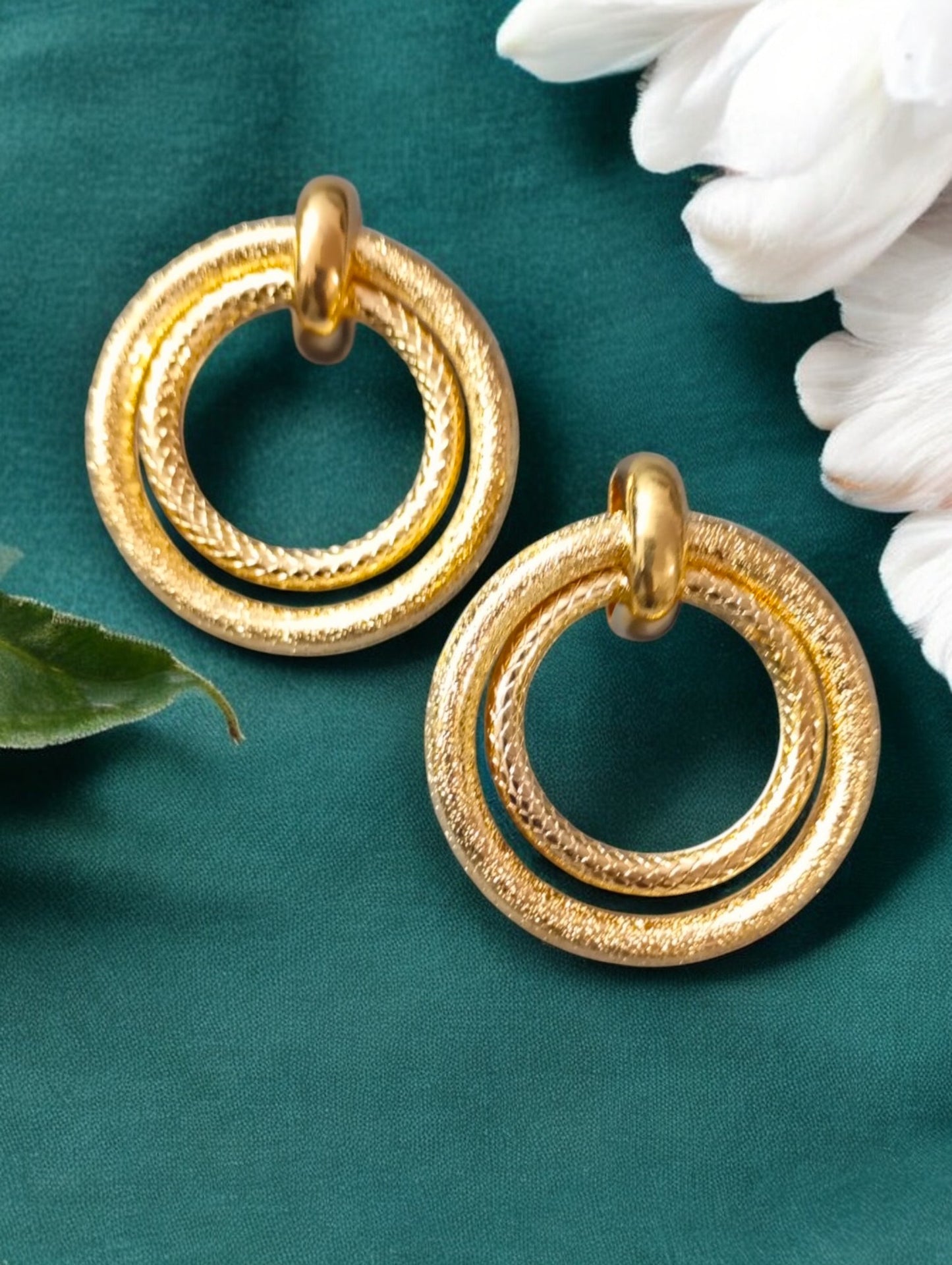 Minimalist Textured Gold-Plated Circle Stud