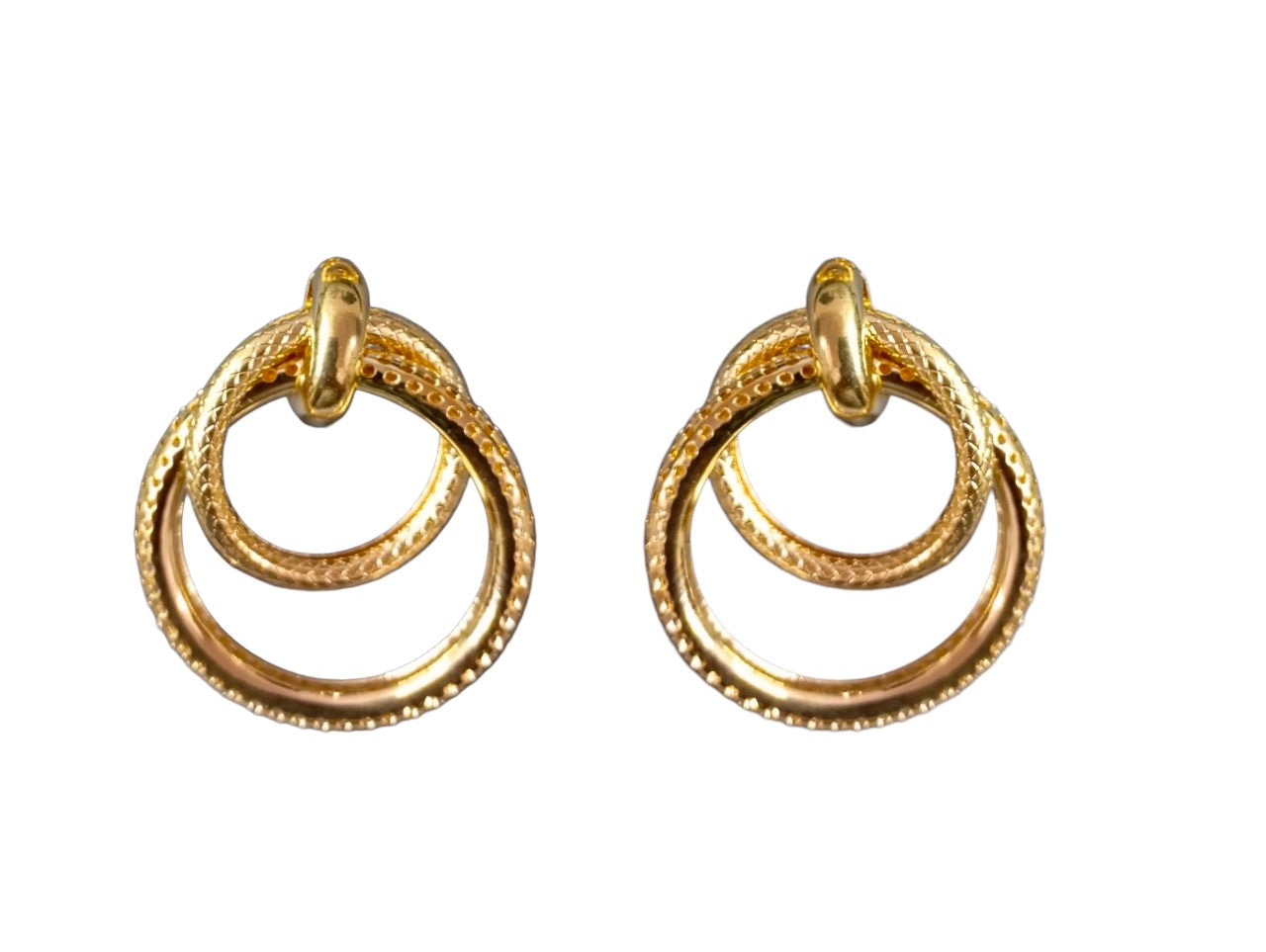 Twisted Interlinked Gold-Plated Circle Stud