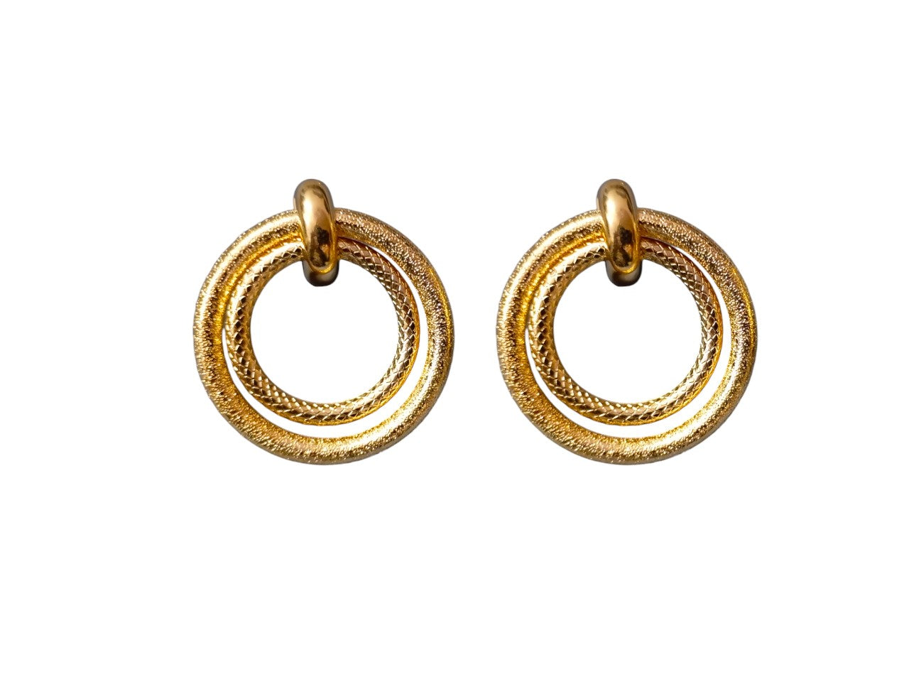 Minimalist Textured Gold-Plated Circle Stud