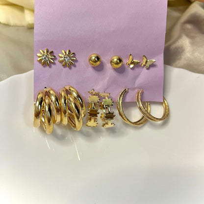 6 Pair Classic Hoops and Studs - SubhagAlankar