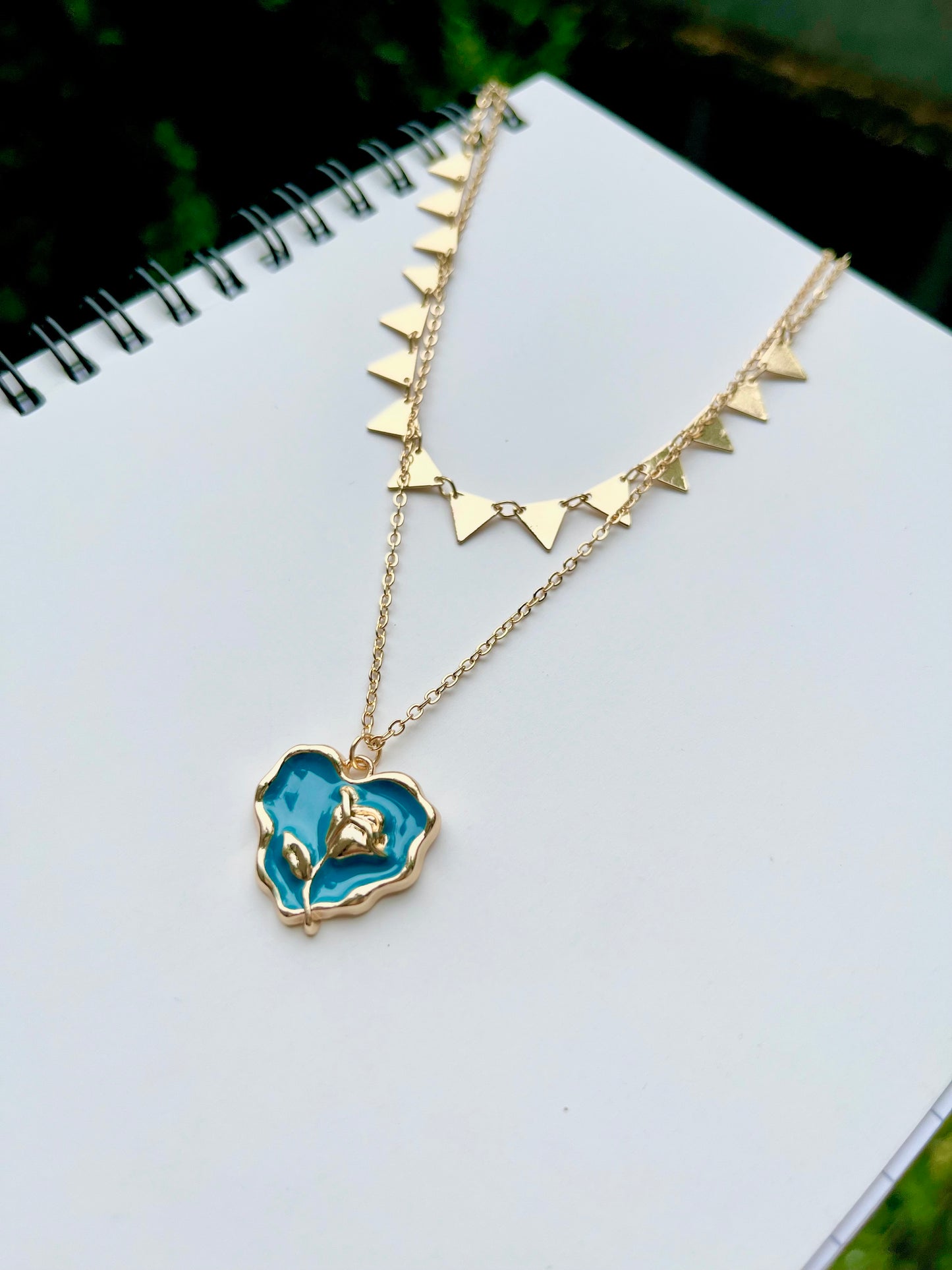 Eliza's Double Layerd Heart Necklace - Blue