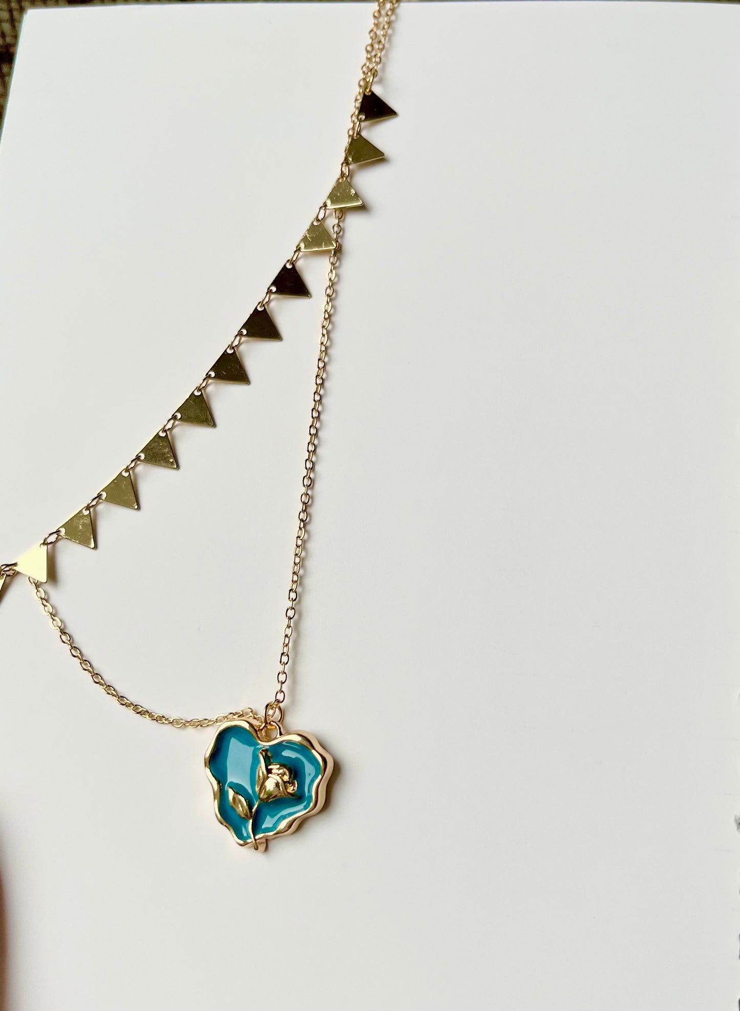 Eliza's Double Layerd Heart Necklace - Blue