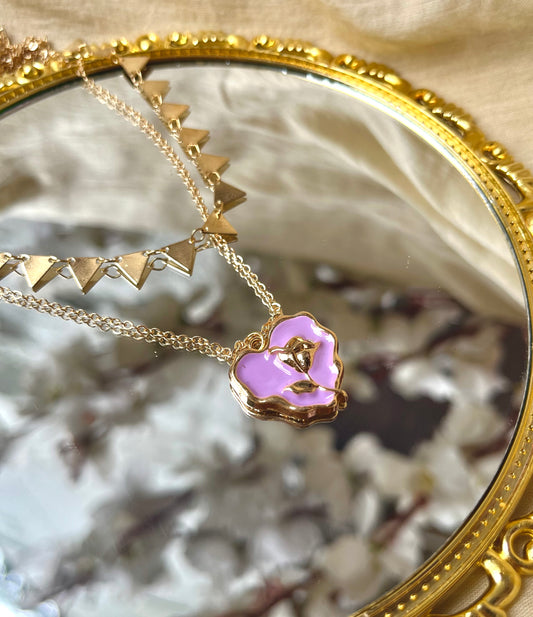 Eliza's Double Layerd Heart Necklace - Purple