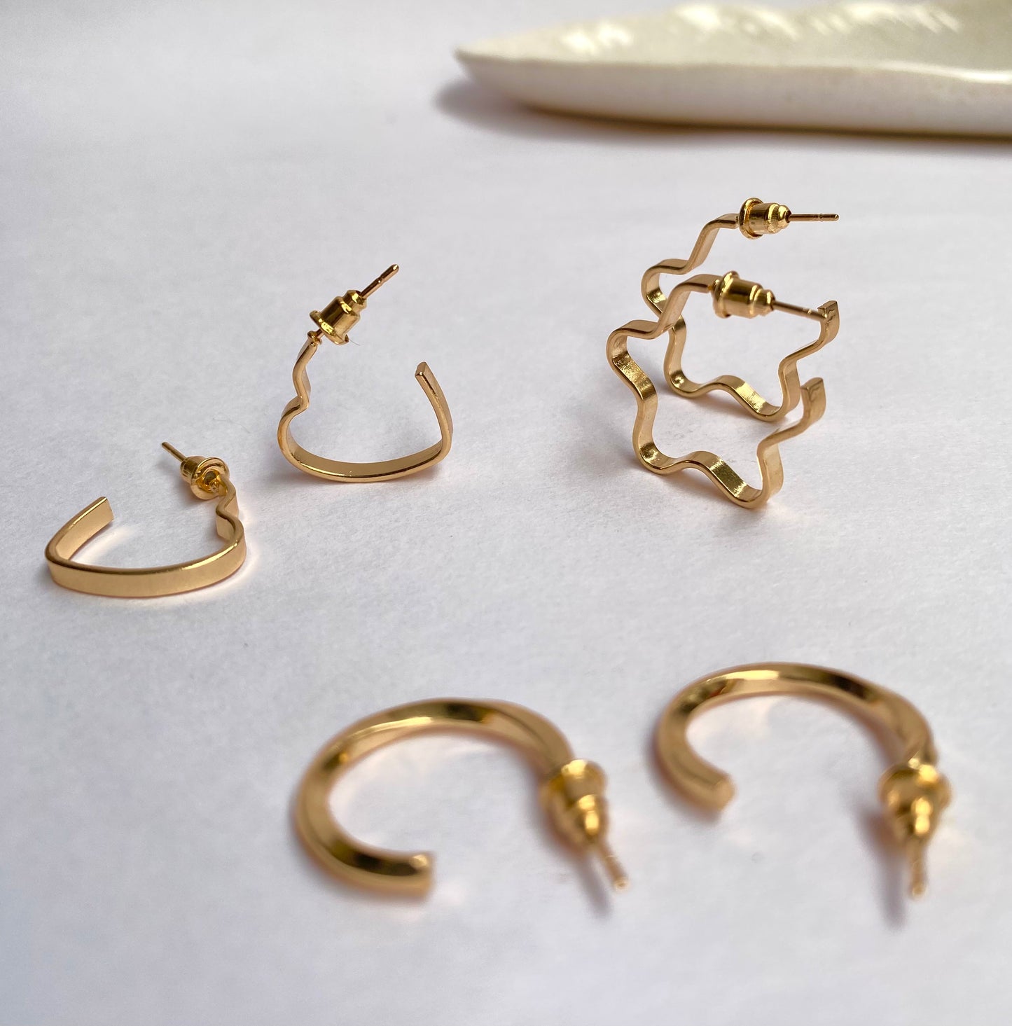 3 pairs of minimal gold Hoops