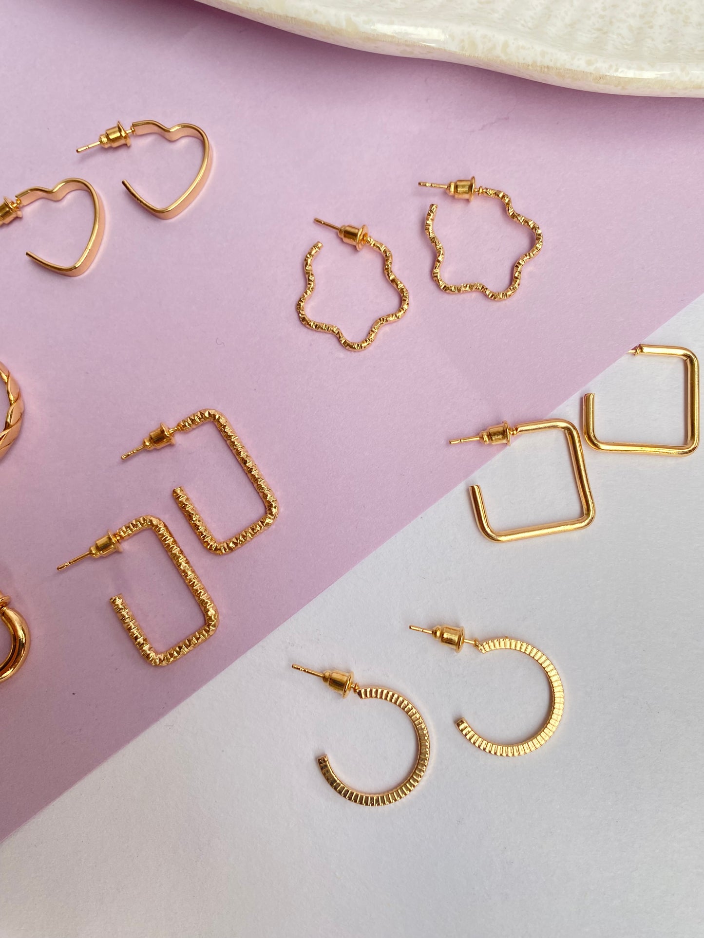 3 pairs of minimal Gold hoops