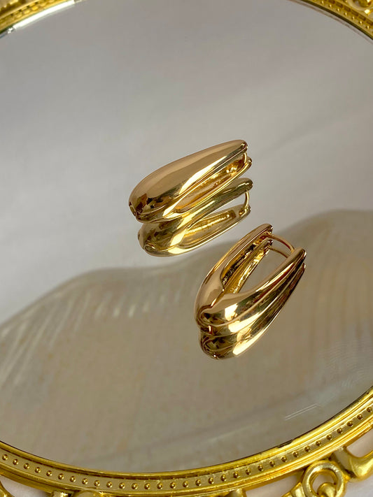 'U' shaped Statement Gold Stud Earring