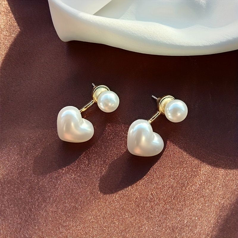 Minimalist Korean Pearl Heart Earring