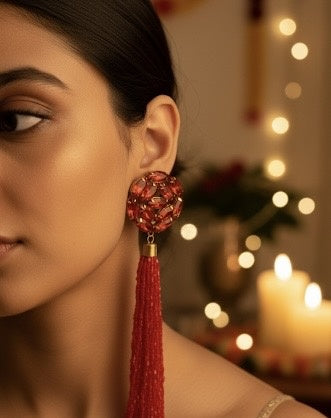 Long crystal tassel earrings