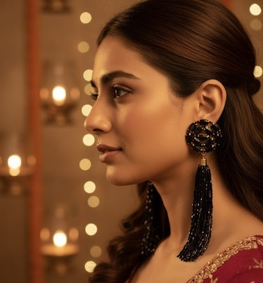 Long crystal tassel earrings