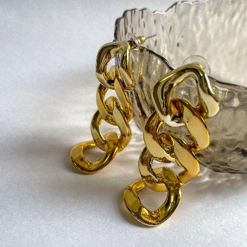 Gold Chunky Chain Earring - SubhagAlankar