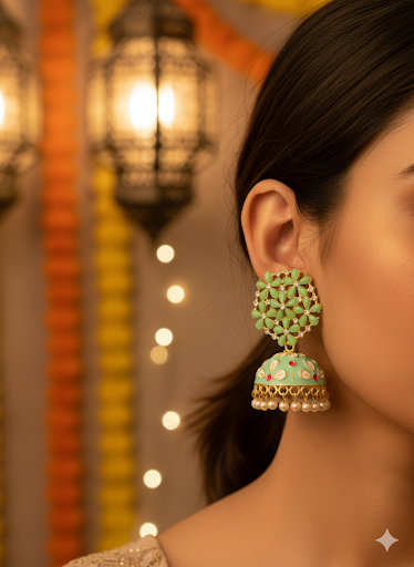 Urvi Stone Meenakari (Mint Green)