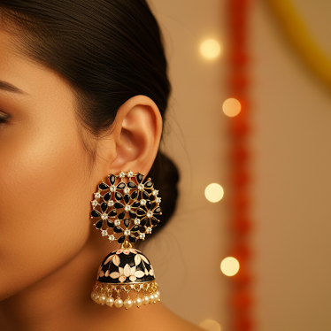 Urvi Stone Meenakari (Black)