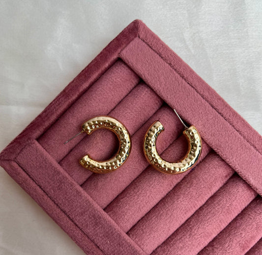 Gold Tone Textured Half Hoop