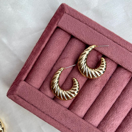 Twisted Horn Gold Tone Earrings