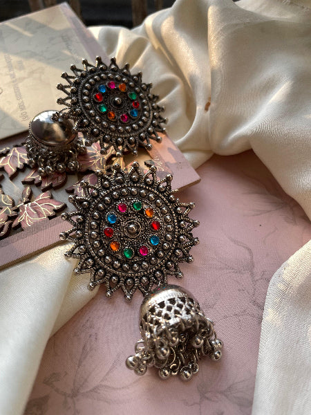 Regal Multi Oxidized Earrings - SubhagAlankar