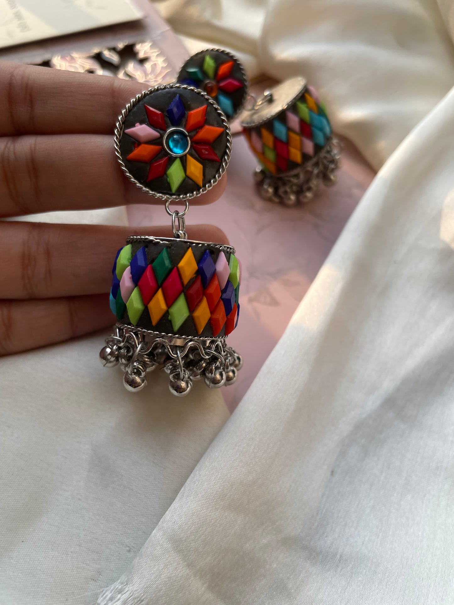 Afghani Oxidised Multi Cylinder  Earring