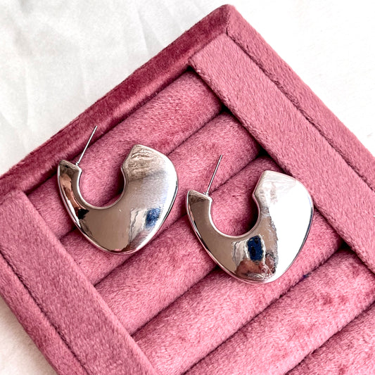 Silver Metallic Statement Hoops