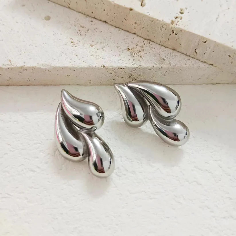 Silver Triple Layer TearDrop Earring