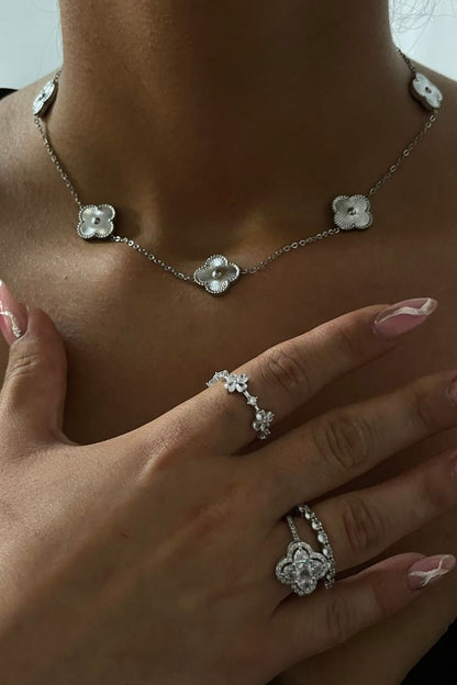 Silver Clover Charm Necklace