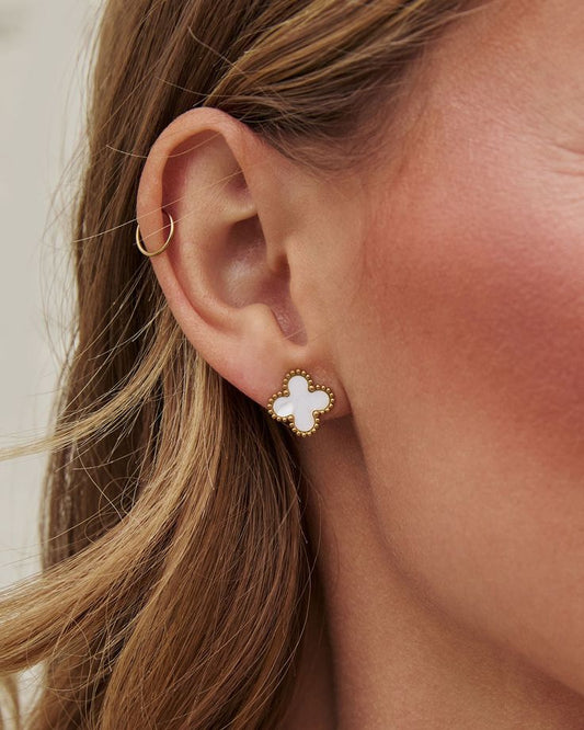 Statement White Clover Studs