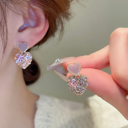 Elegant Purple Heart Stone Drop Earring - SubhagAlankar