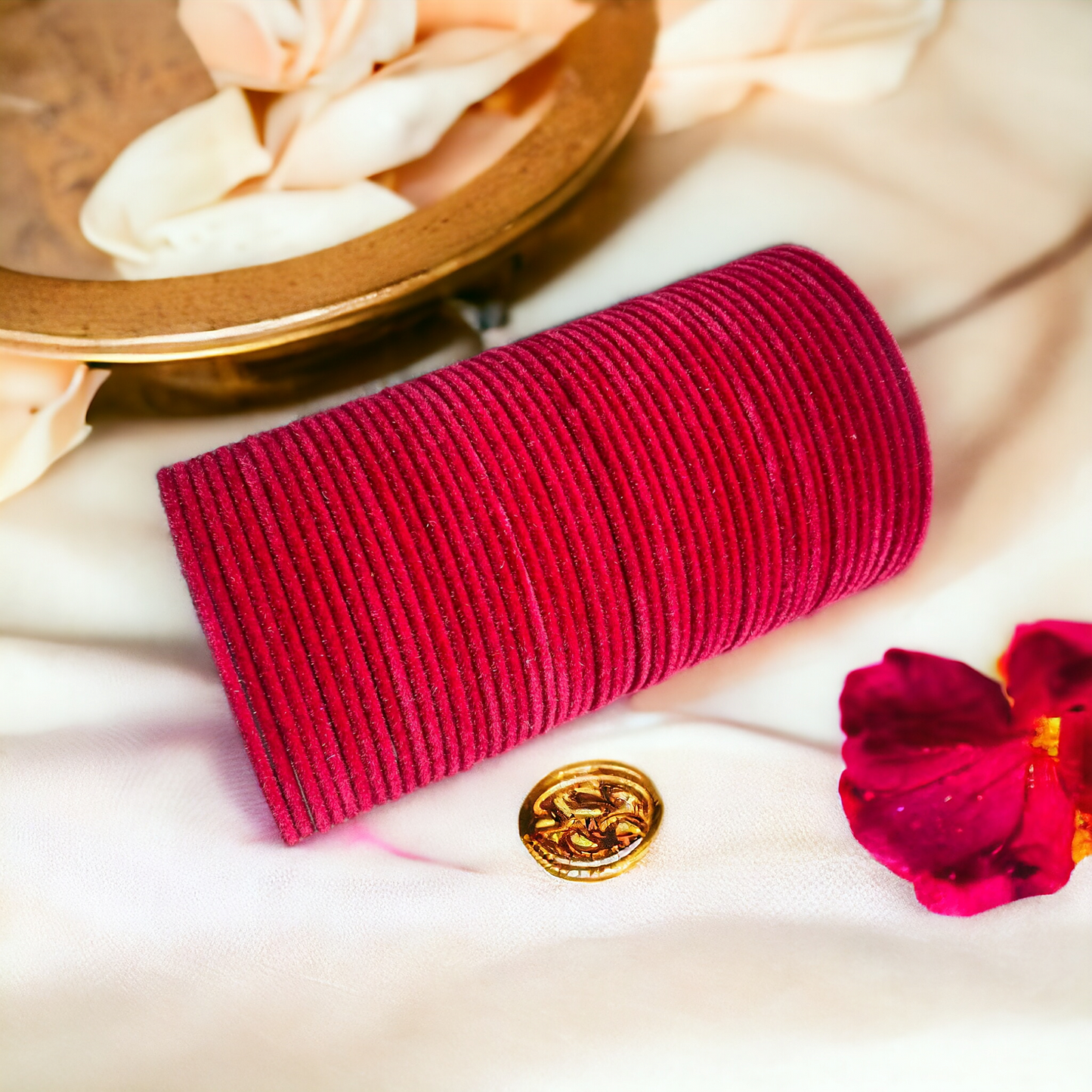 Dark Pink Velvet Bangles