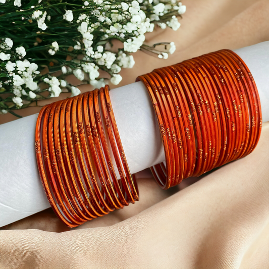 Orange Sparkle Metal Bangles