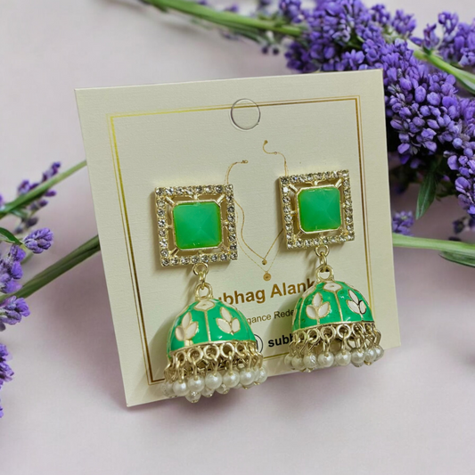 SubhagAlankar Enamel Meenakari Jhumkas