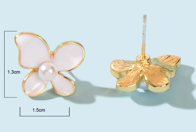 Butterfly Pearl Stud Earrings