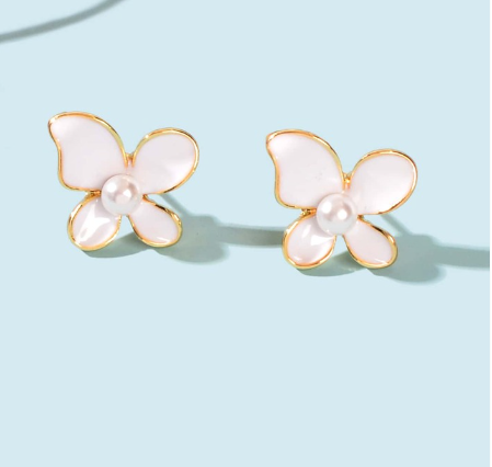 Butterfly Pearl Stud Earrings