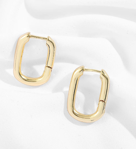 Everyday Gold Rectangle hoop earring