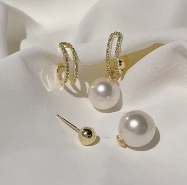 Versatile 5-in-1 Pearl Stud Earring Set