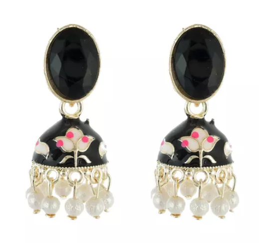 Esha Black Meenakari Jhumki