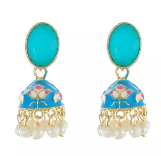 Esha Light Blue meenakari jhumki