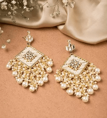 Kavya Pearl Clustered Square Dangler - SubhagAlankar