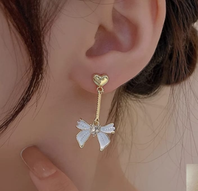 Pretty White Bow Drop Earring