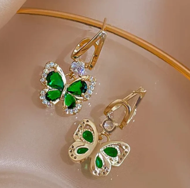 Emarald Green Butterfly AD Drop Earring