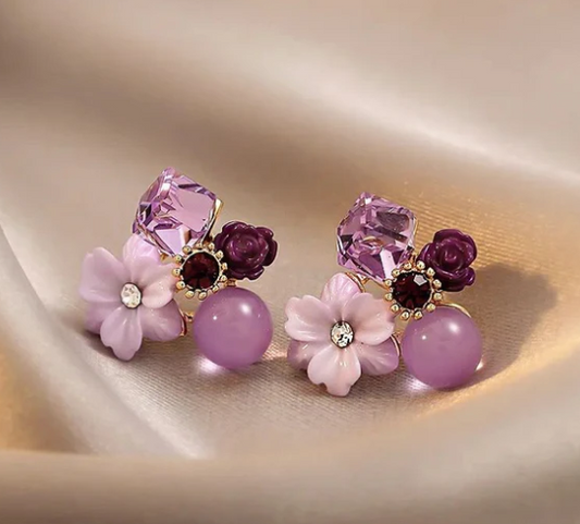 Dainty Cherry Blossom Stud - Purple