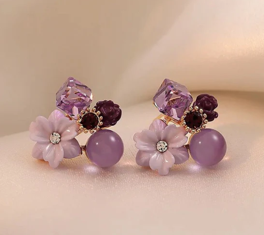 Dainty Cherry Blossom Stud - Purple