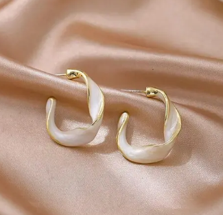 White Twisted Hoops