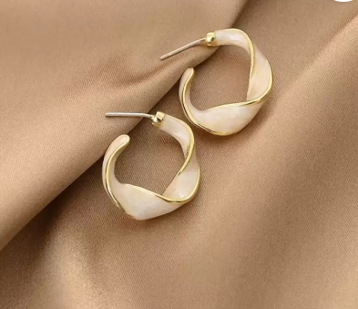 White Twisted Hoops