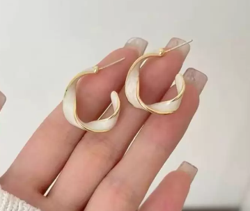 White Twisted Hoops