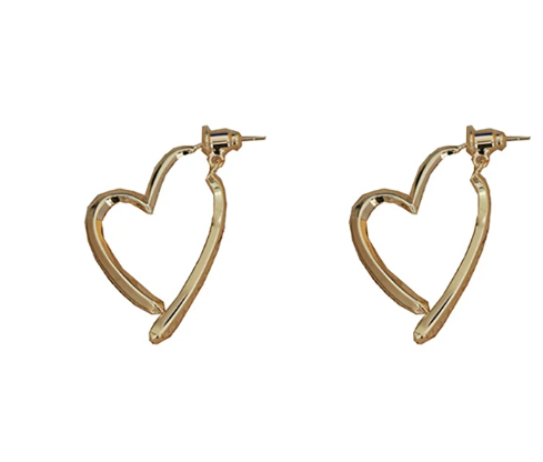 Minimal Heart Gold Hoop Earrings