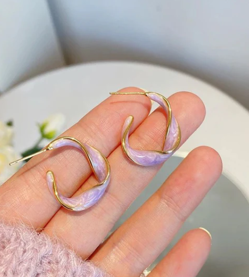 Lavender Love Twisted Hoops