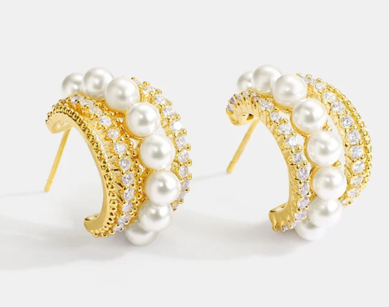 Golden Glow Pearl Hoops