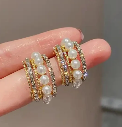 Golden Glow Pearl Hoops