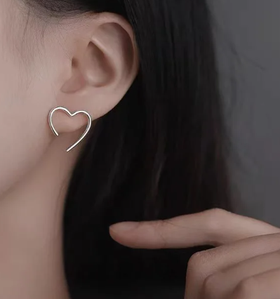 Minimalist Silver Heart Studs